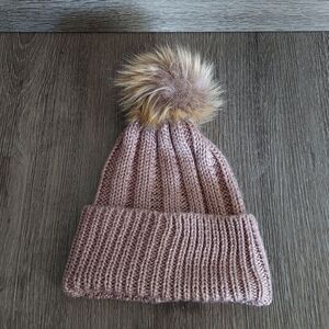 BCBG GENERATION Cozy Knit Pom-Pom Beanie  - Pink